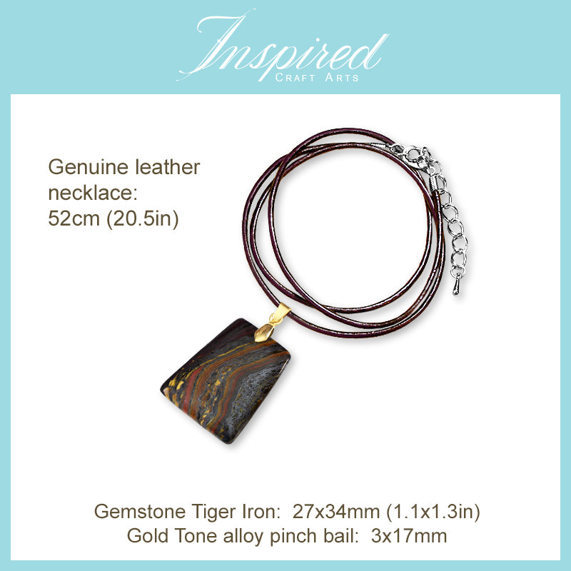 Tiger Iron Trapeze pendant necklace | InspiredCraftArts