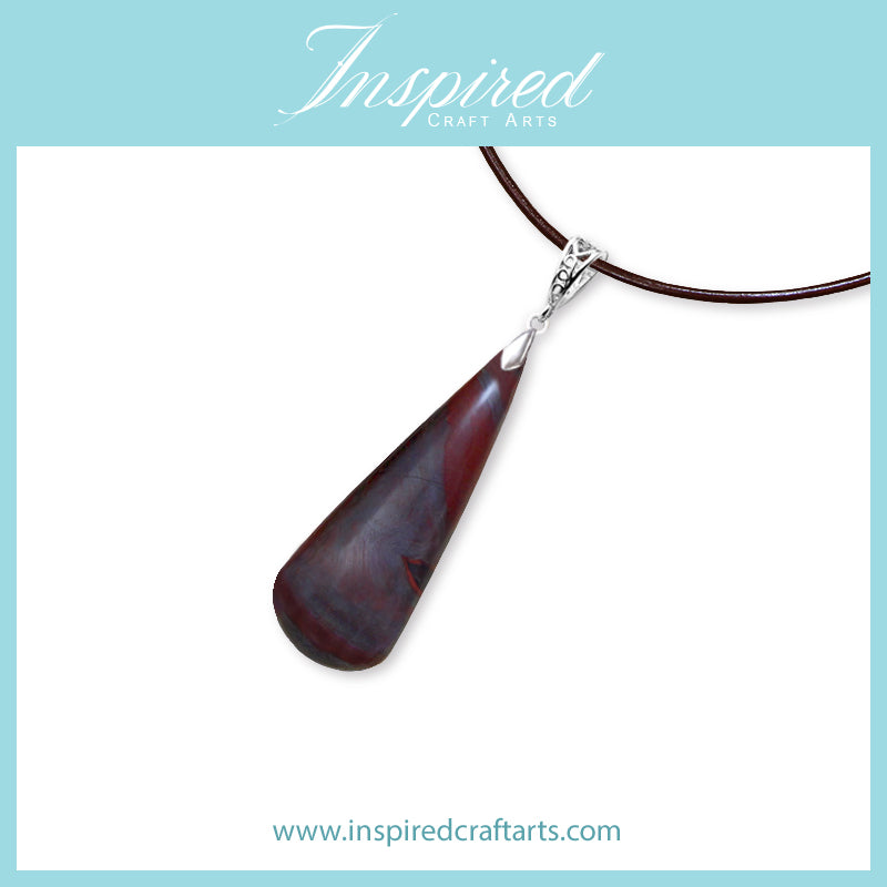 Red Tiger Iron Long Drop pendant necklace | InspiredCraftArts