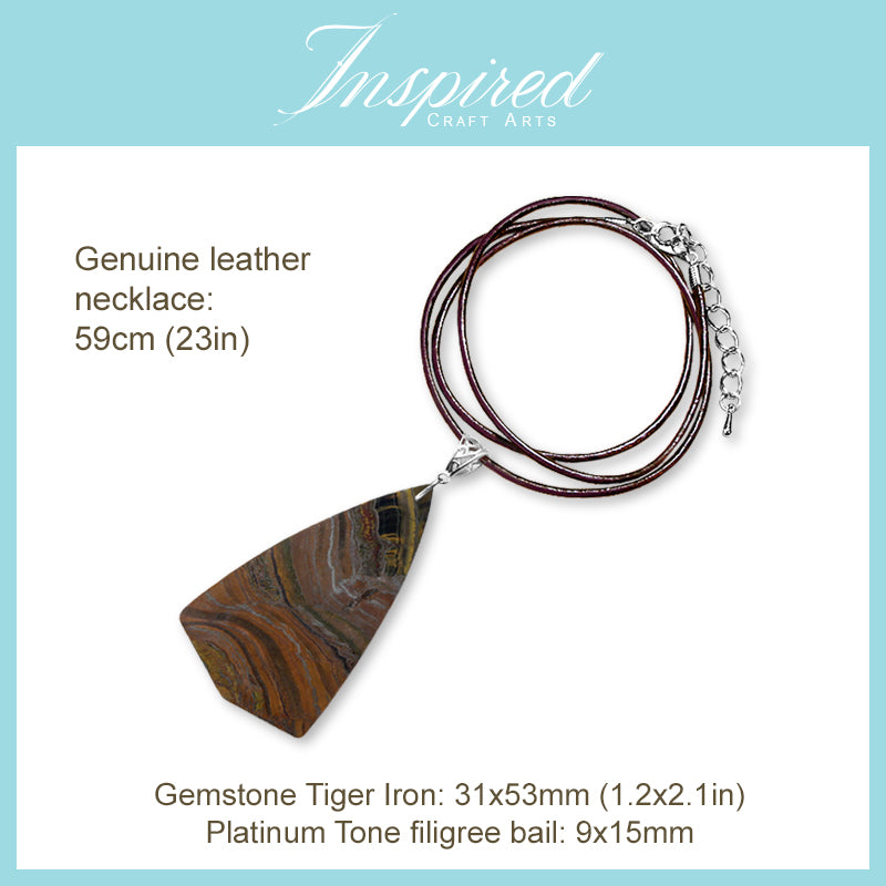 Tiger Iron Kite shape pendant necklace | InspiredCraftArts