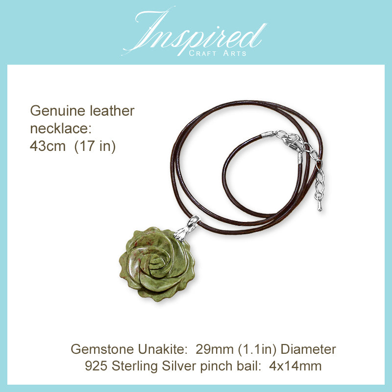 Unakite Rose pendant necklace