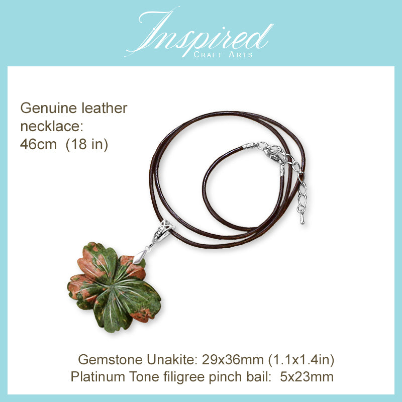 Unakite Flower pendant necklace