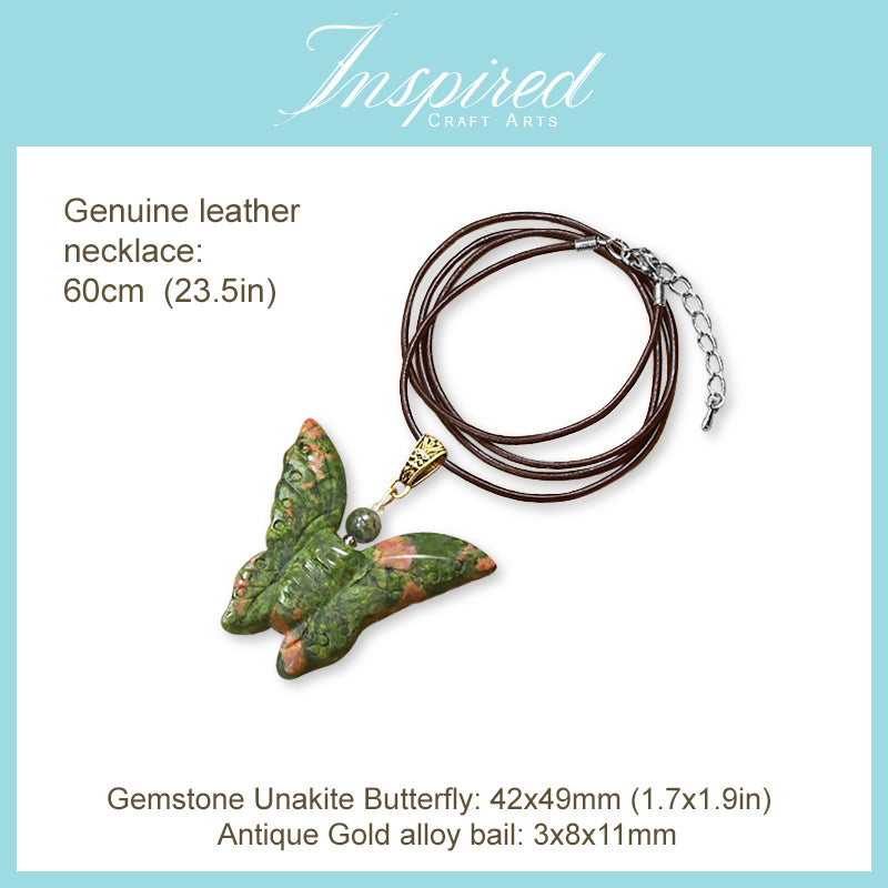 Unakite Butterfly pendant necklace