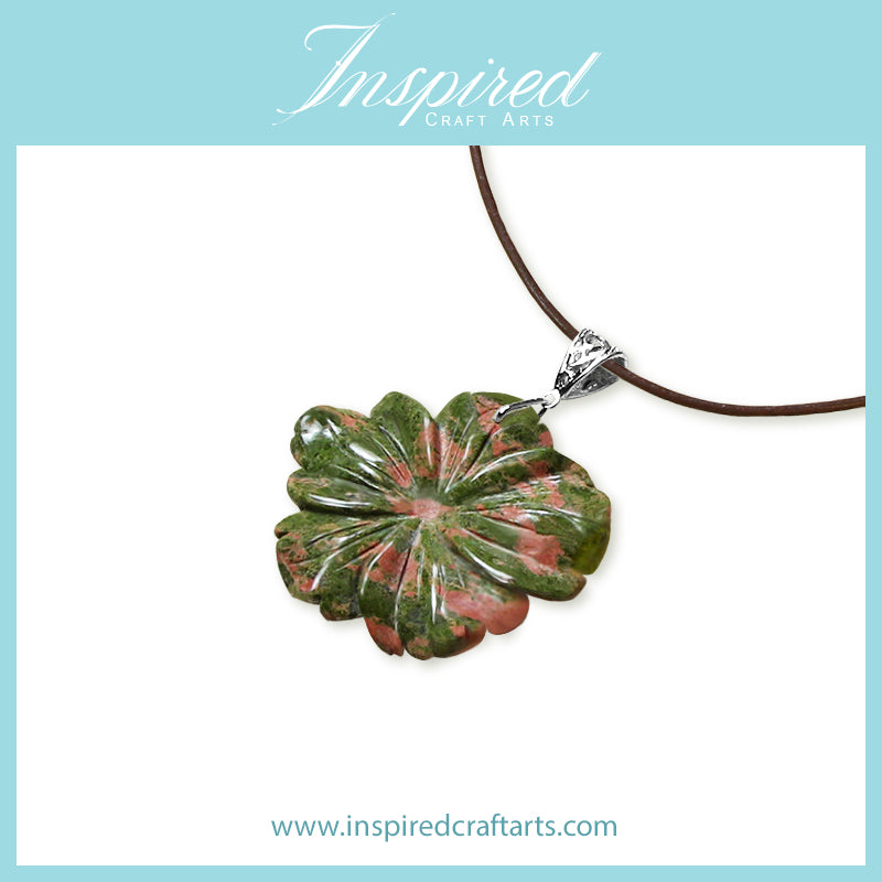 Unakite Flower pendant necklace