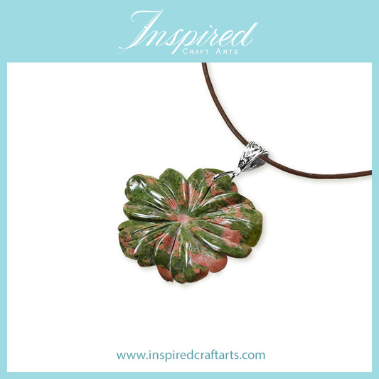 Unakite Flower pendant necklace