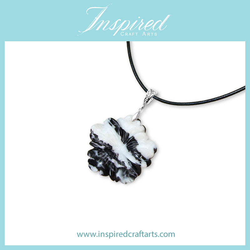 Zebra Jasper Flower pendant necklace | InspiredCraftArts