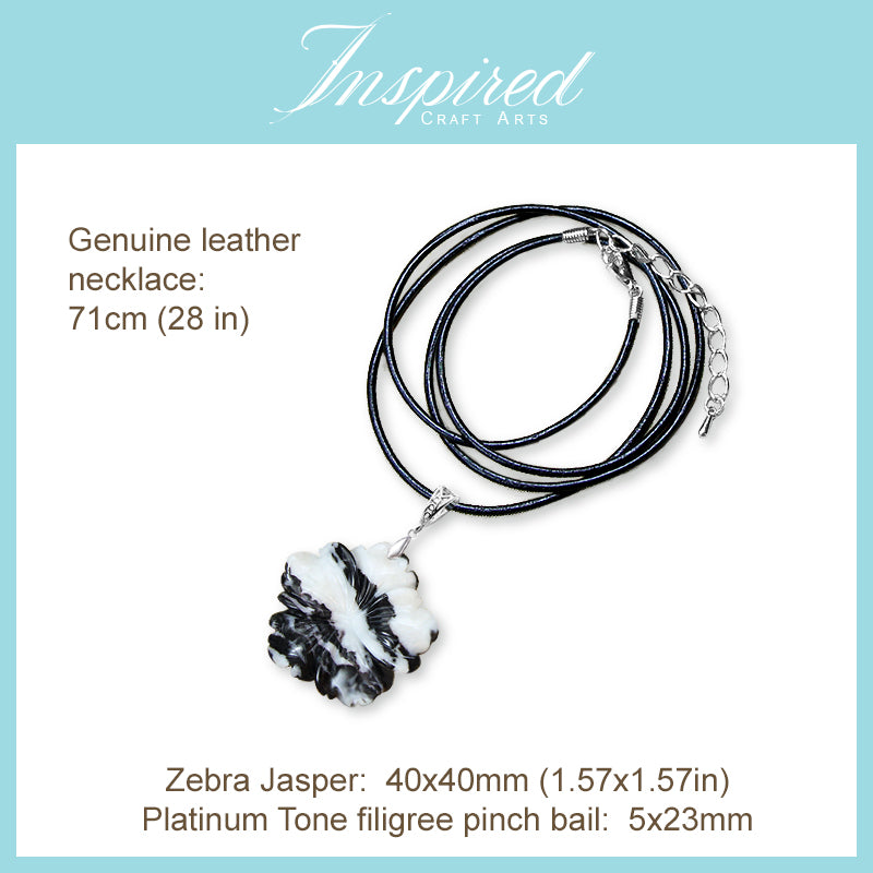 Zebra Jasper Flower pendant necklace | InspiredCraftArts