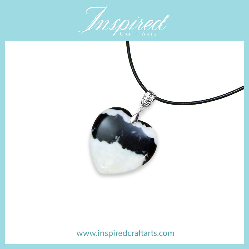 Zebra Jasper Heart pendant necklace | InspiredCraftArts