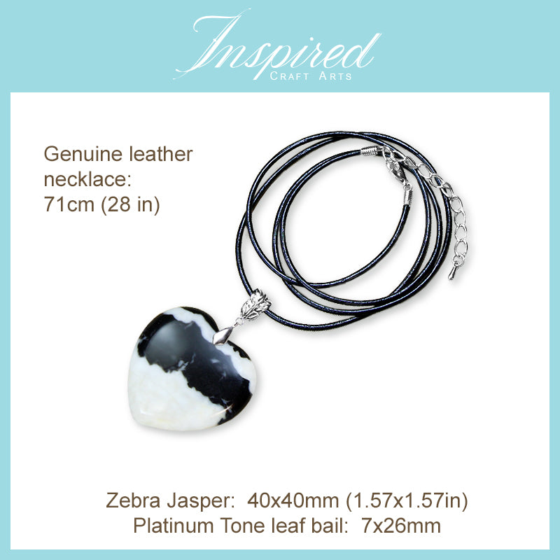 Zebra Jasper Heart pendant necklace | InspiredCraftArts