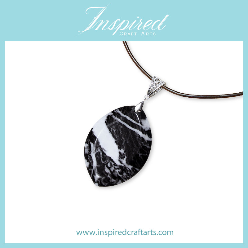 Zebra Jasper Marquise pendant necklace | InspiredCraftArts