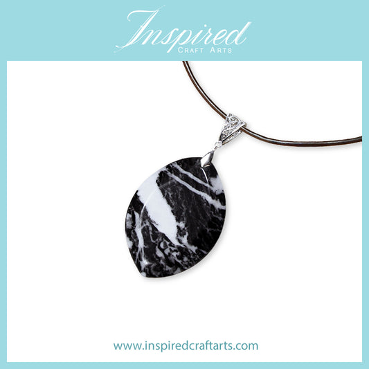 Zebra Jasper Marquise pendant necklace | InspiredCraftArts
