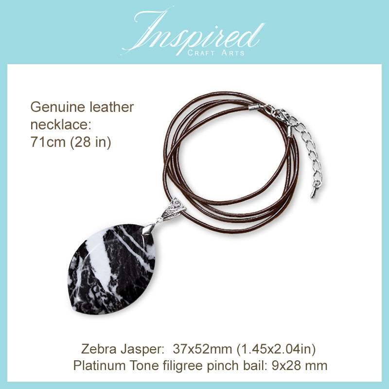 Zebra Jasper Marquise pendant necklace | InspiredCraftArts
