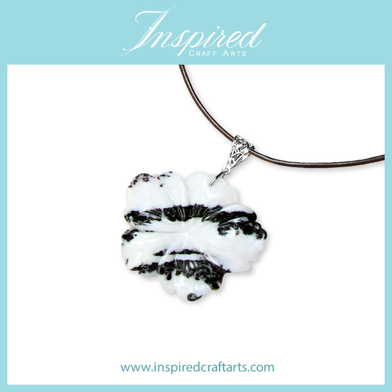 Zebra Jasper Flower pendant necklace | InspiredCraftArts