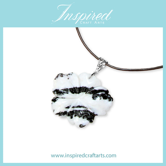Zebra Jasper Flower pendant necklace | InspiredCraftArts