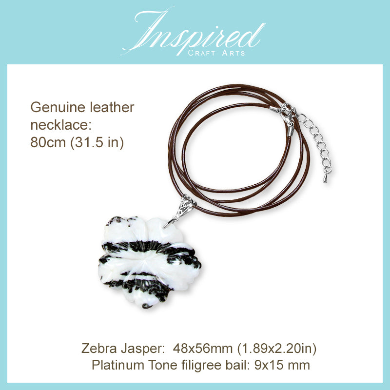 Zebra Jasper Flower pendant necklace | InspiredCraftArts
