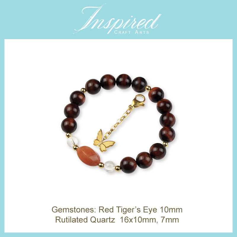 Red Tigre's Eye Bracelet | Bracelet Clip-on charm | InspiredCraftArts