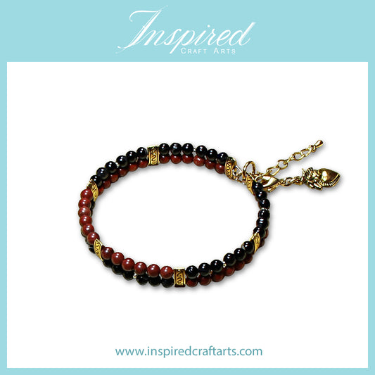 Black banded Agate/ Red Jasper Bracelet | Bracelet Clip-on charm | InspiredCraftArts