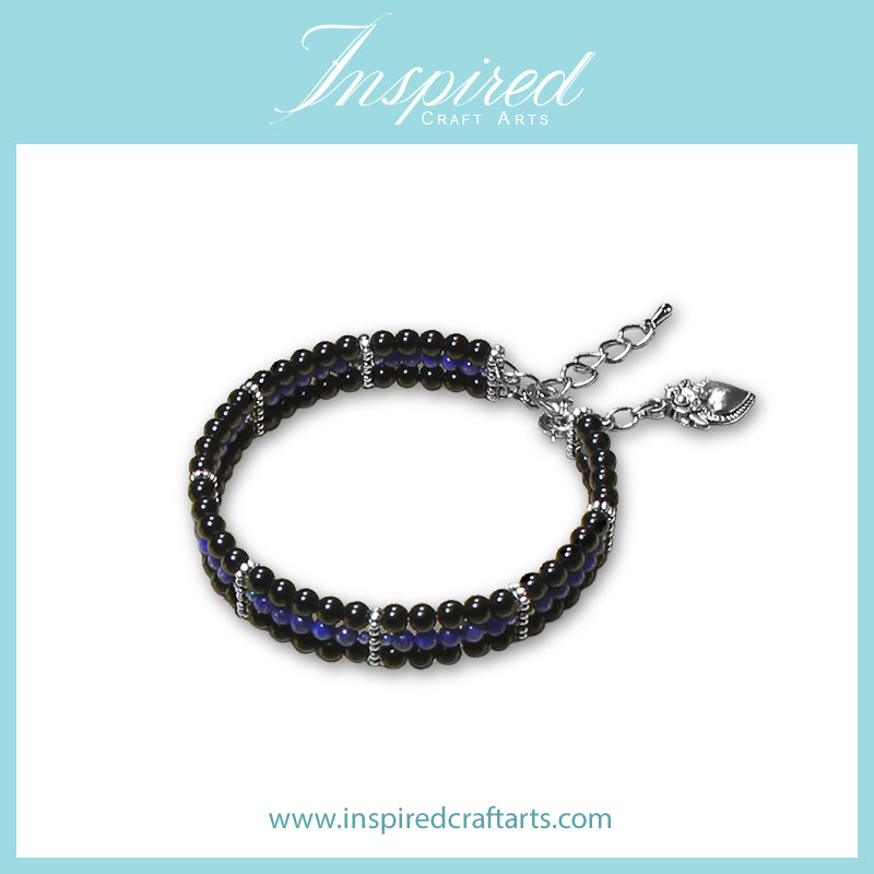 Black Onyx/ Lapis Lazuli Bracelet | Bracelet Clip-on charm | InspiredCraftArts