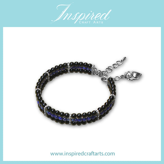 Black Onyx/ Lapis Lazuli Bracelet | Bracelet Clip-on charm | InspiredCraftArts