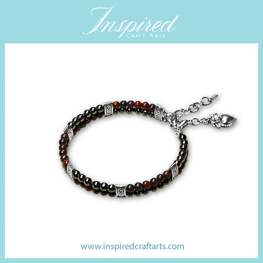 Brecciated Jasper/ Hematite Bracelet | Bracelet Clip-on charm | InspiredCraftArts
