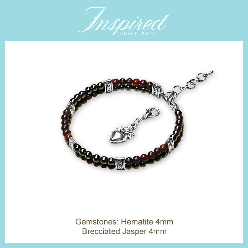 Brecciated Jasper/ Hematite Bracelet | Bracelet Clip-on charm | InspiredCraftArts
