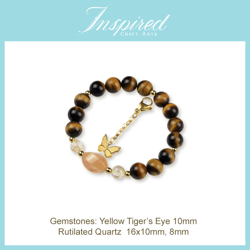 Yellow Tigre's Eye Bracelet | Bracelet Clip-on charm | InspiredCraftArts